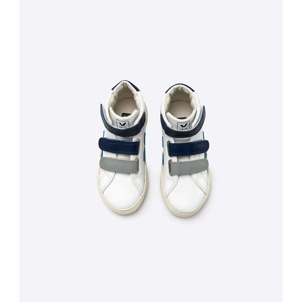 Veja ESPLAR MID LEATHER Vysoke Detske White/Blue | SK 683YXF